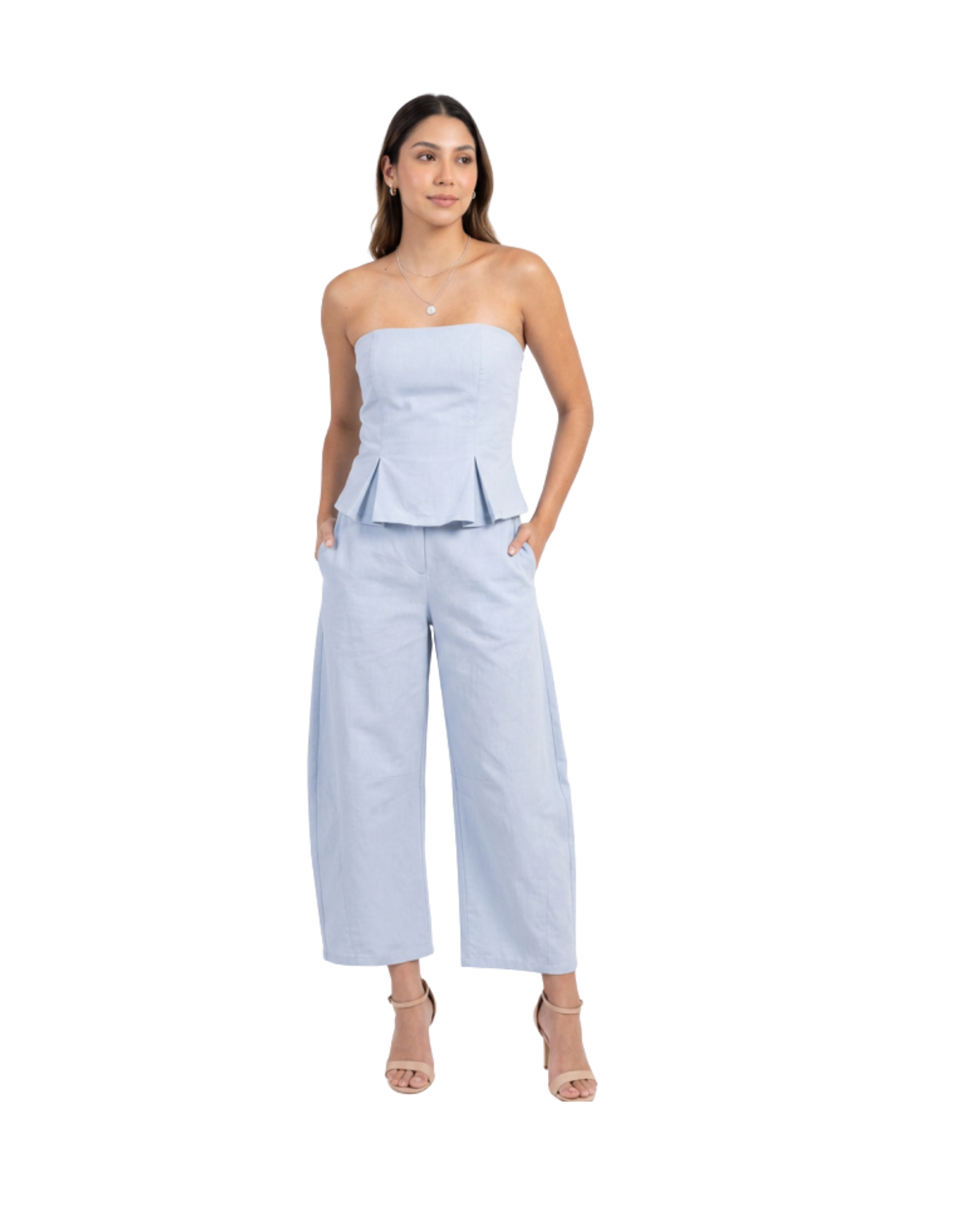 LE MOT - Baby Blue Straple Juimpsuit