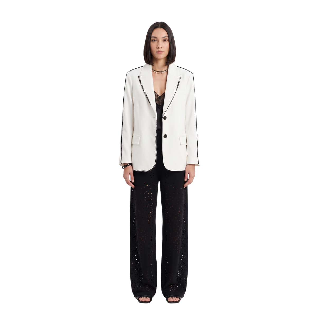 Blazer Oversize Ivory Bordado