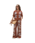 SUNCOO - Wide Leg Pants with Floral Print