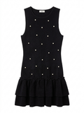 SANDRO - Short Ruffles Dress with Pearls